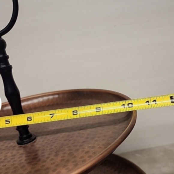 2 Tier Hammered Copper Kitchen Round Party Serving Stand - Picture 6 of 7